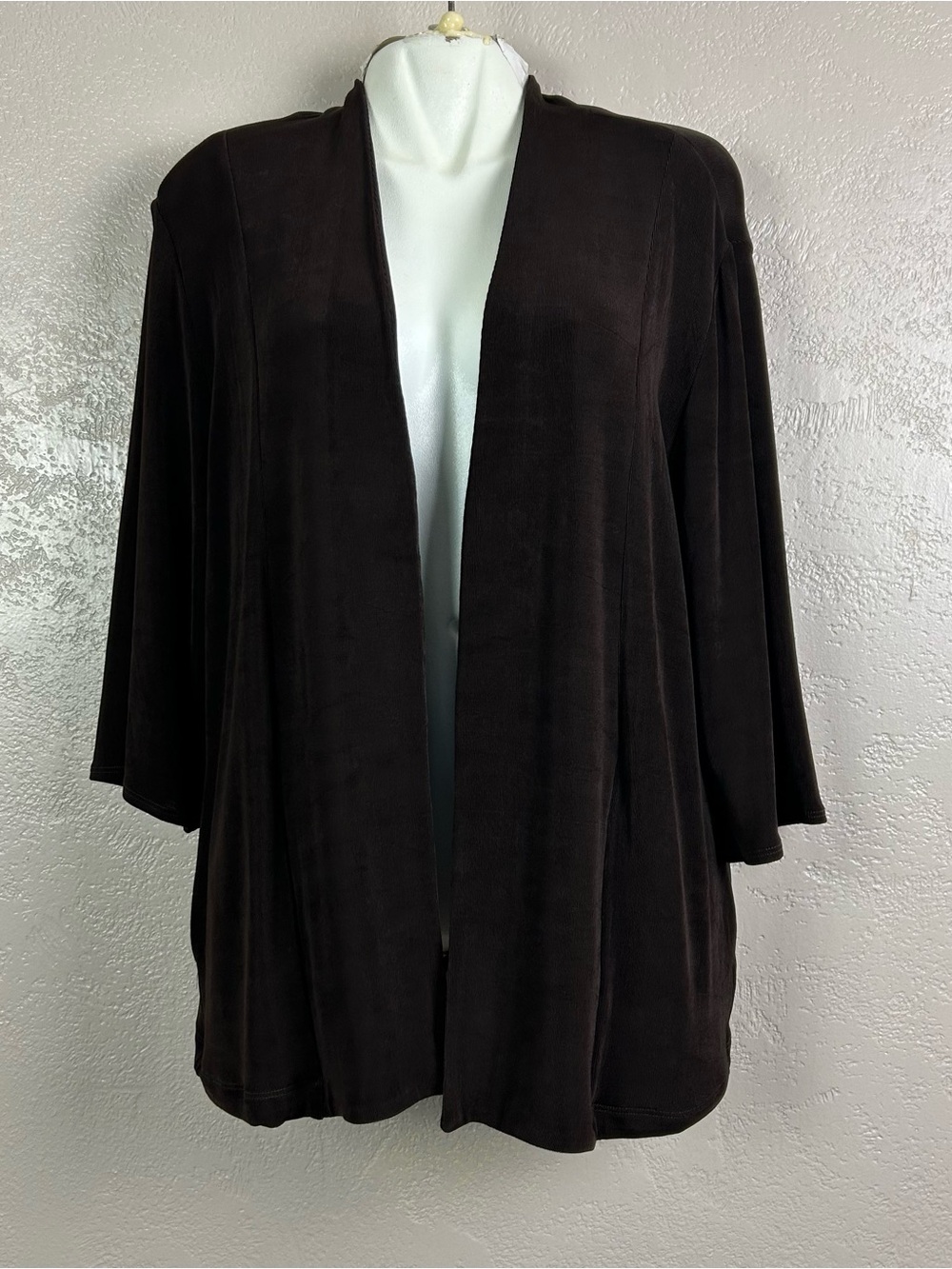 Chico's Dark Brown Open-Front Lightweight Cardigan - Picture 9 of 16